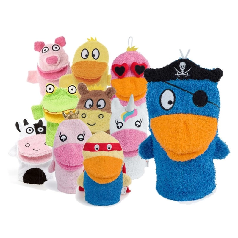 12 Gants de toilette fantaisies - Licorne 