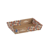 Corbeille carton kraft rectangle 100% Cocorico bleu/blanc/rouge 