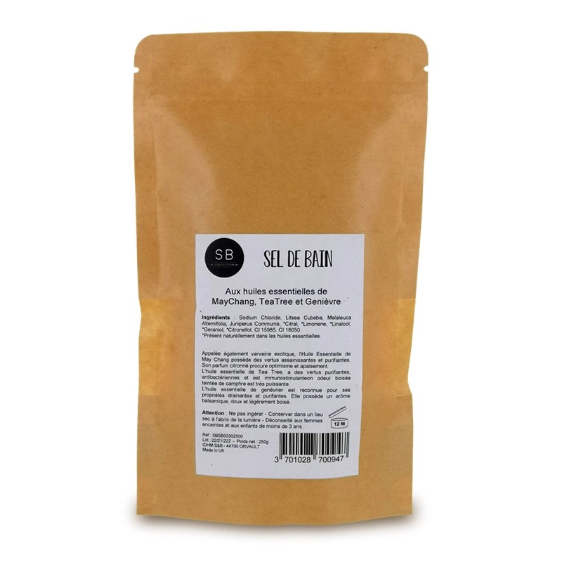        -Sels de bain orange - 8 sachets de 250g - MayChang, TeaTree et Genièvre 