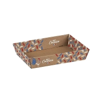 Corbeille carton kraft rectangle 100% Cocorico bleu/blanc/rouge