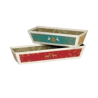 Corbeilles carton rectangle effet bois décor Bonnes fêtes