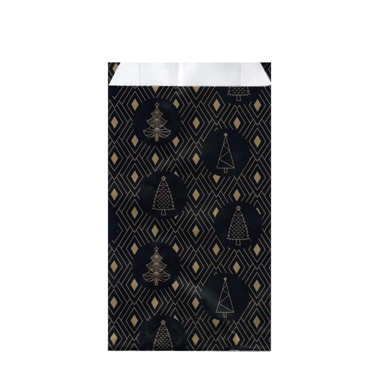    -              Pochettes cadeaux sapin fond noir - Lot 10