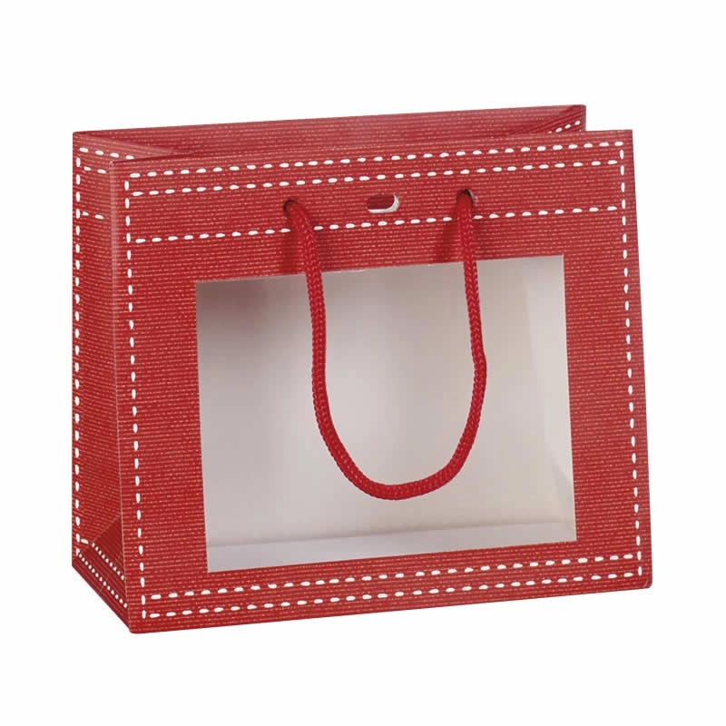 Sac papier fenetre PVC rouge