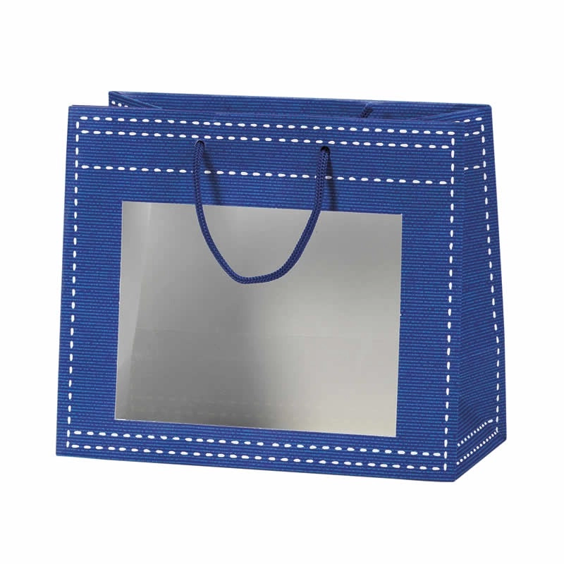 Sac papier fenetre PVC bleu
