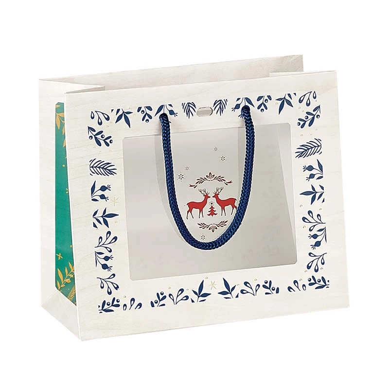 Sac papier fenêtre PVC décor Bonnes Fêtes