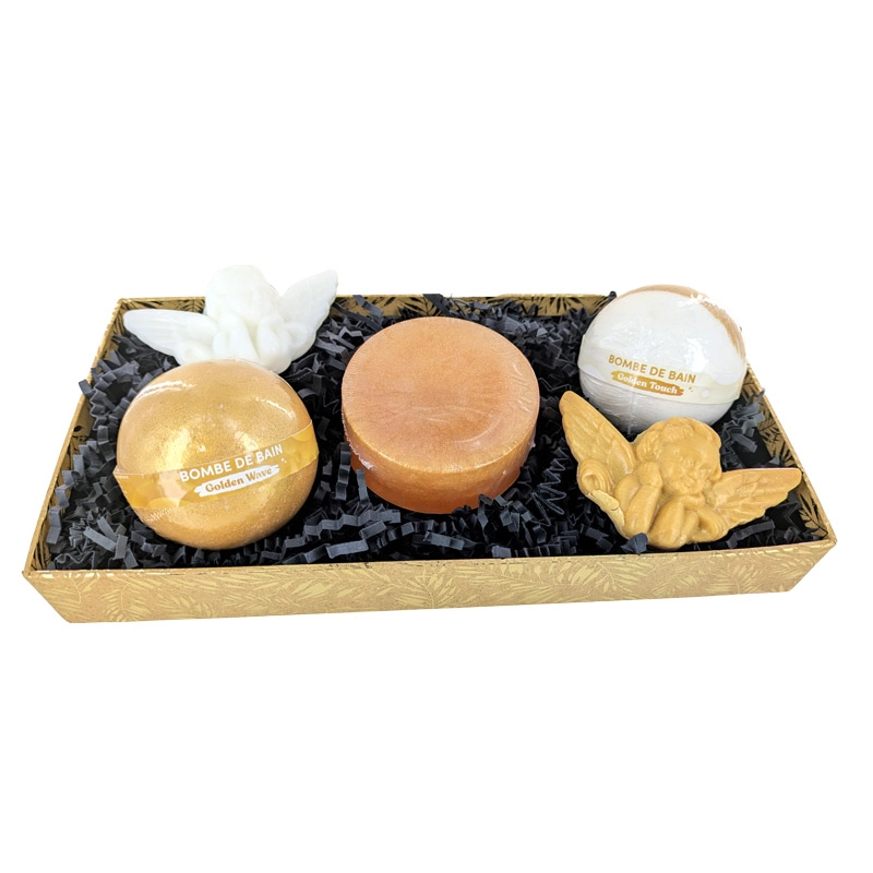 6 Körbe aus rechteckigem Kraftkarton/Heißfolienprägung gold/schwarz